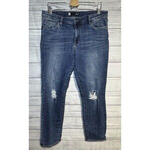 KUT From The Kloth Jeans Size 12 Womens Katy Boyfriend Low Rise Blue Denim